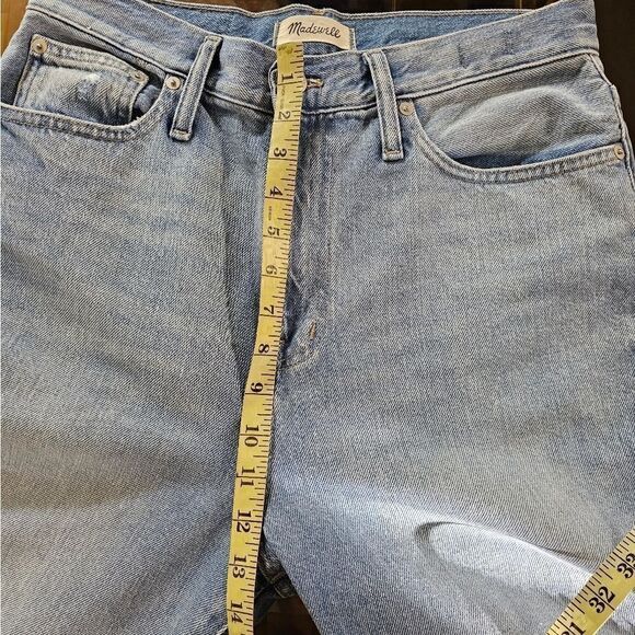 Madewell The Mom Jean High Waist Light Wash Ankle Ripped Distressed Raw Hem 29 - Picture 9 of 13